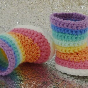 Rainbow Doll Boots Crochet Pattern, American Girl Doll Crochet Pattern, 18 inch Doll Shoes Crochet Pattern, Striped American Girl Doll Boots image 2