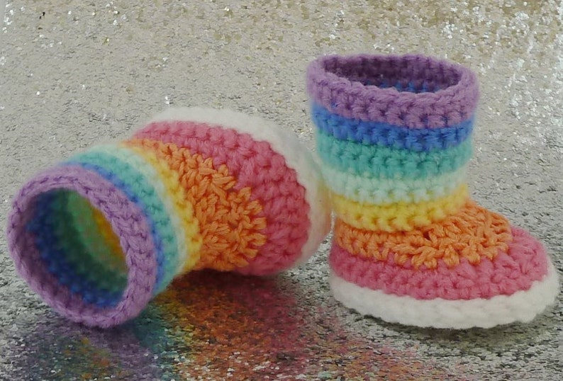 Rainbow Doll Boots Crochet Pattern, American Girl Doll Crochet Pattern, 18 inch Doll Shoes Crochet Pattern, Striped American Girl Doll Boots image 2