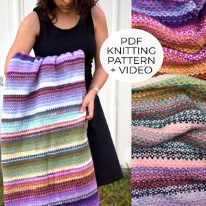 Blanket Knitting Pattern, Knitted Blanket Pattern, Afghan Knitting Pattern, Knitted Afghan Pattern, Colorful Blanket Pattern Striped Blanket