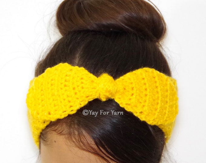 Knotted Bow Headband or Earwarmer - PDF Crochet Pattern & Video Tutorial