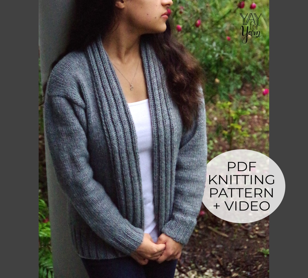 Easy Cardigan Knitting Pattern, Plus Size Knitting Pattern, Women's Sweater Knitting Pattern