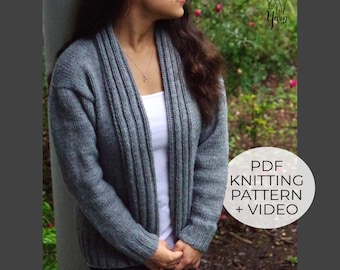 Easy Cardigan Knitting Pattern, Plus Size Knitting Pattern, Women's Sweater Knitting Pattern, Beginner Knitting Pattern, Oversized Cardigan