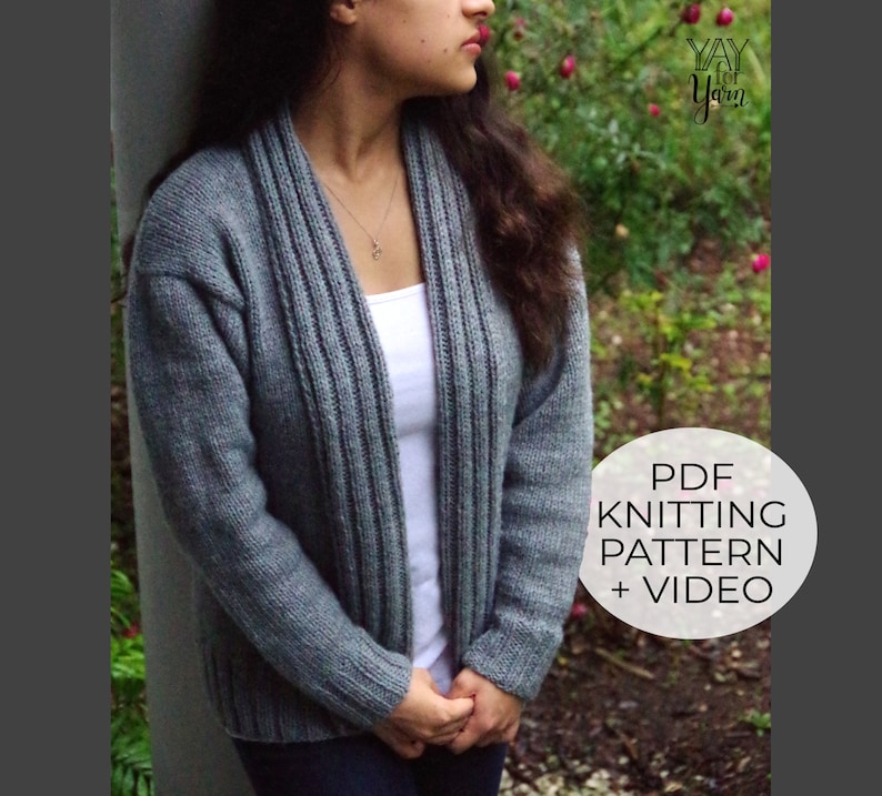 Easy Cardigan Knitting Pattern, Plus Size Knitting Pattern, Women's Sweater Knitting Pattern