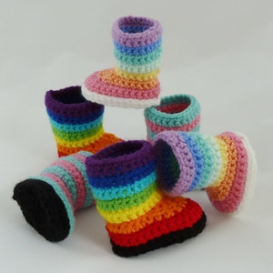 Rainbow Doll Boots Crochet Pattern, American Girl Doll Crochet Pattern, 18 inch Doll Shoes Crochet Pattern, Striped American Girl Doll Boots image 4