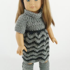 PDF CROCHET PATTERN - Reversible Chevron Crochet Dress with Optional Collar for American Girl Dolls - Instant Download