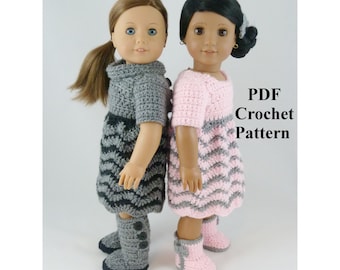 American Girl Doll Crochet Pattern, Crochet Doll Dress Pattern, Crochet Doll Clothes Pattern, American Girl Crochet Pattern for 18 inch Doll