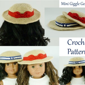 PDF CROCHET PATTERN - Sightseeing Hat for American Girl Dolls -  Instant Download