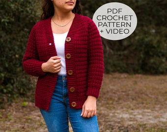 Crochet Cardigan Pattern, Plus Size Crochet Sweater Pattern, Crochet Sweater for Women, Women's Cardigan Sweater Crochet Pattern PDF Pattern
