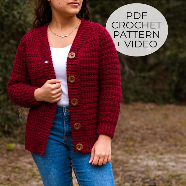 Crochet Cardigan Pattern, Plus Size Crochet Sweater Pattern, Crochet Sweater for Women, Women's Cardigan Sweater Crochet Pattern PDF Pattern