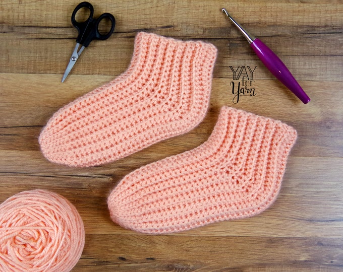 Super Easy Slipper Socks - PDF Crochet Pattern & Video Tutorial