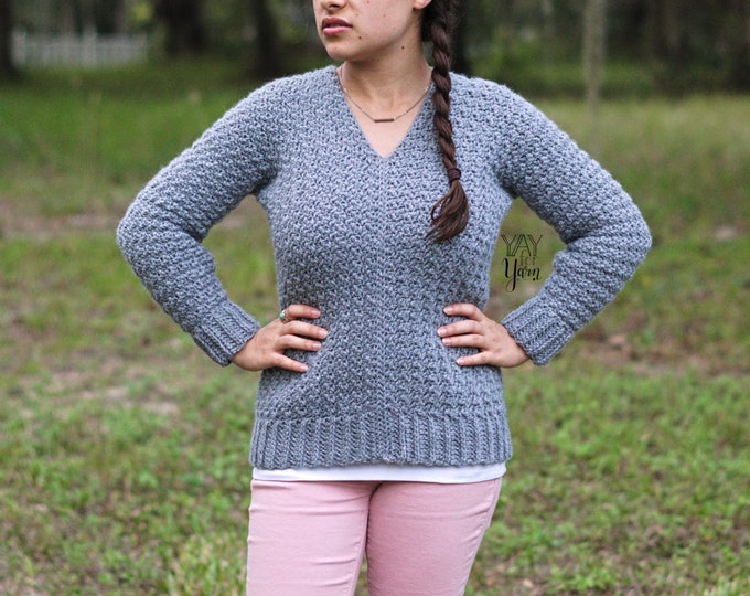 Textured Pullover - PDF Crochet Sweater Pattern & Video Tutorial