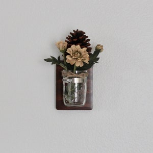 Mason Jar Wall Vase – Rustic Wood Mount, Handmade Decor