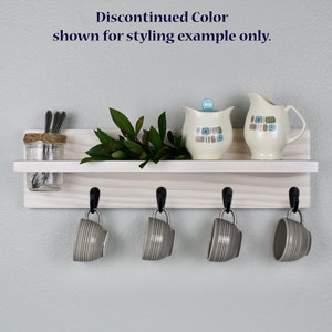 Estante de pared con jarrón o macetero de tarro de cristal - Cuatro ganchos - Almacenamiento de cocina - Entrada - Llaves - Organizador - Estación de café