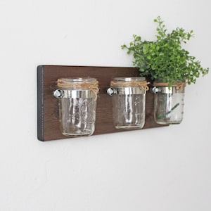 Mason Jar Wall Vases - Functional and Cute Storage for pencils, paint brushes, flowers, cut herbs, plants- Multiple Sizes/Colors available