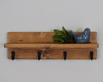 18" Shelf with Hooks  - Coat Rack - Kitchen or Office Storage & Organization - Great Housewarming or Wedding Gift!