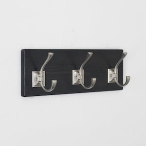 Coat Rack with Silver Hooks- Large Storage Hooks - Wall Hook - Wall Organizer with Hooks - Bathroom Towel Hooks - Multiple Sizes and Colors