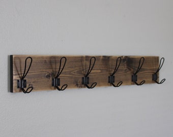 Rustic Style Large Wire Farmhouse Hooks-  Coat Rack - Storage Hooks - Wall Hook  - Wall Organizer with Hooks - Bathroom Towel Hooks