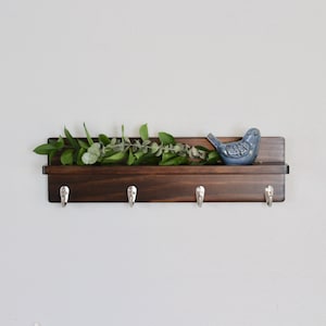 22" Shelf With Hooks - Key Hooks - Bathroom Storage - Entry Decor - Choose Your Stain and Length - Entry Organization