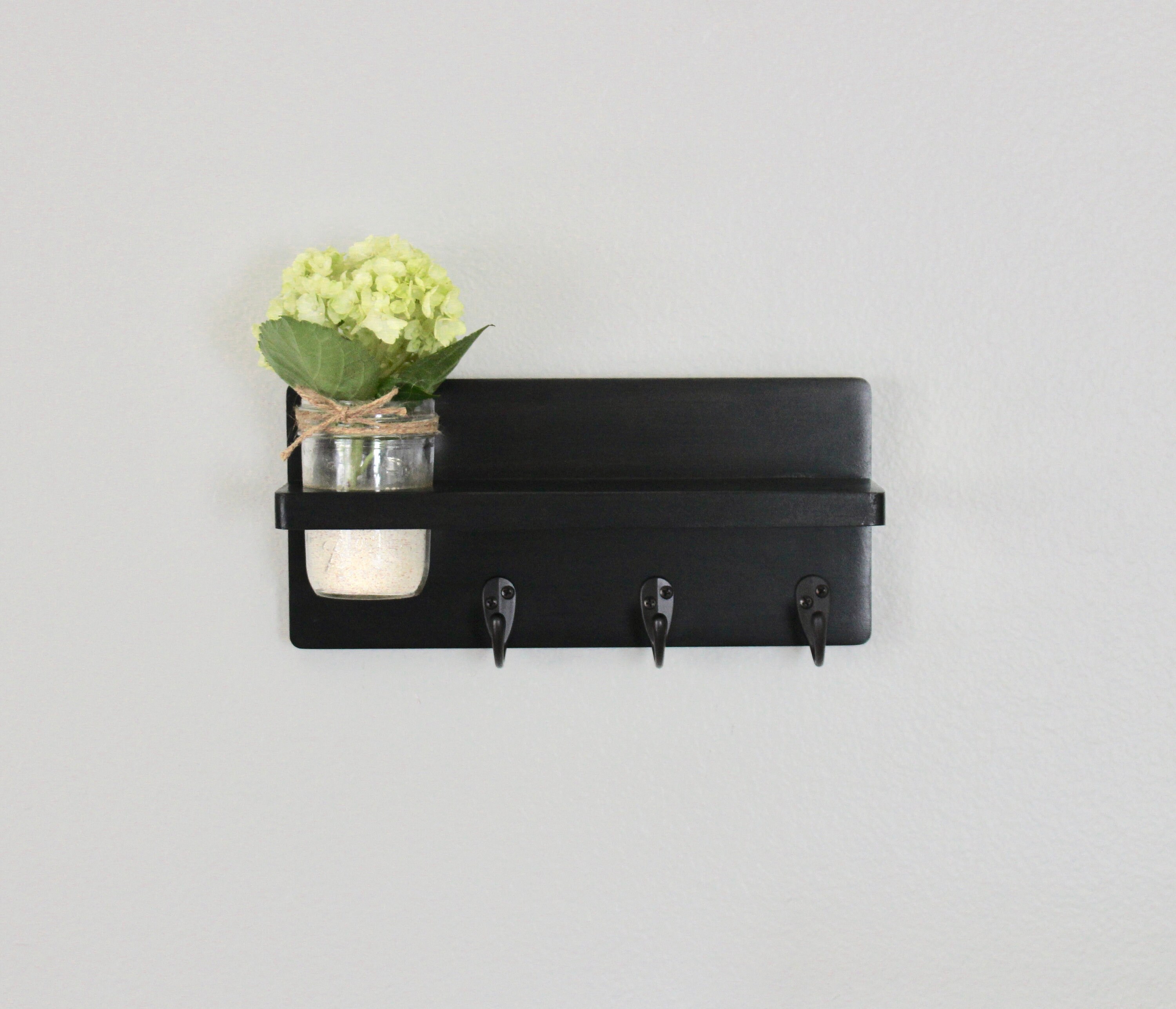 12 Shelf with Hooks and Mason Jar Etsy