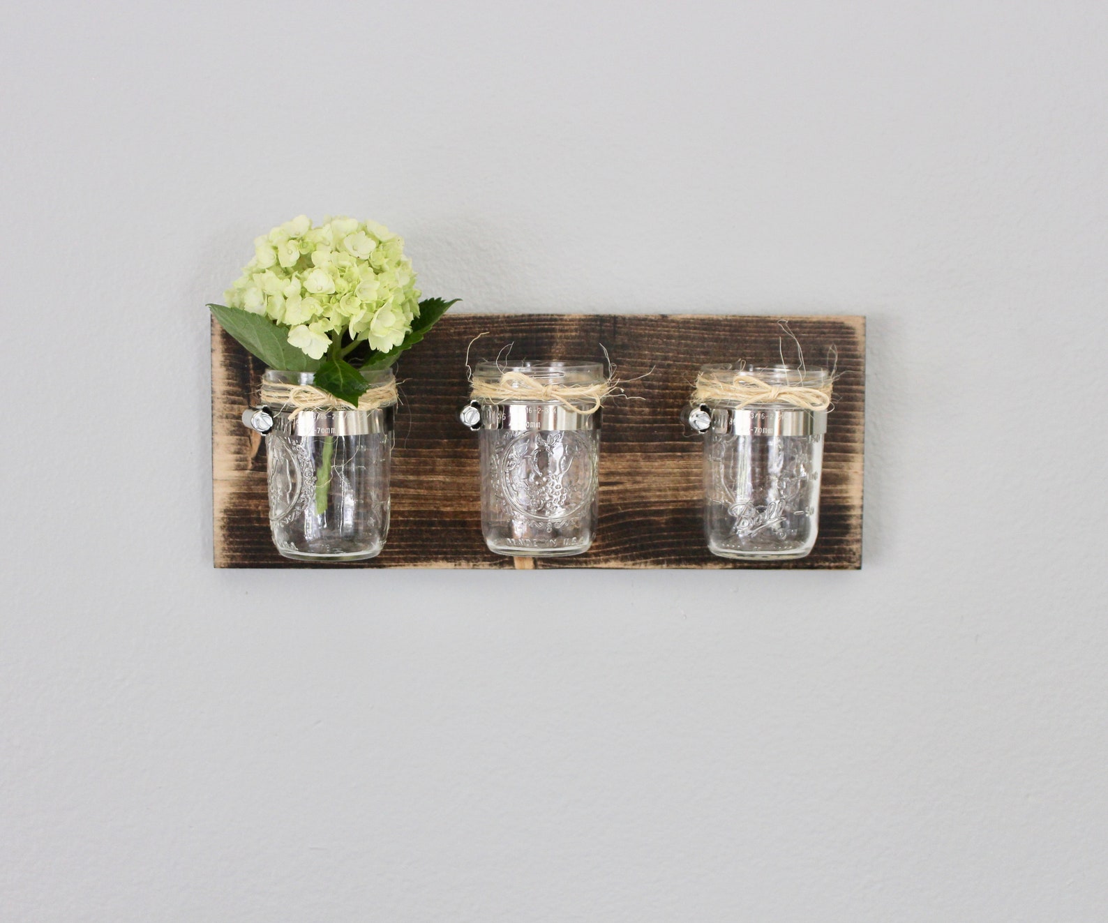Rustic Mason Jar Wall Vases Barnwood Reclaimed Wood Style Etsy