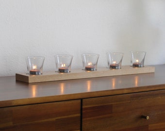 Solid White Oak Candle Tray - Votive Candle Holder - Dining Room Decor - Tablescape