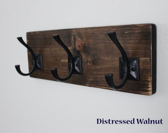 Coat Rack with Black Hooks - Storage Hooks - Wall Hook - Purse Hook  - Wall Organizer with Hooks - Bathroom Towel Hooks