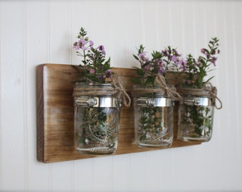 Modern Rustic Mason Jar Wall Vase - 8 oz. Jars