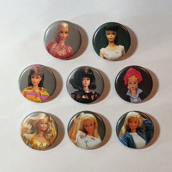 Barbie pinback buttons 1.25" upcycled assortment 1