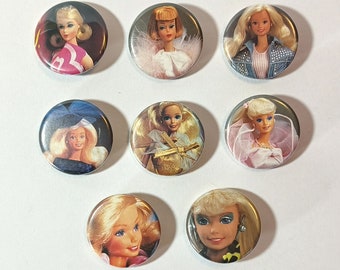 Barbie pinback buttons 1.25" upcycled assortment three