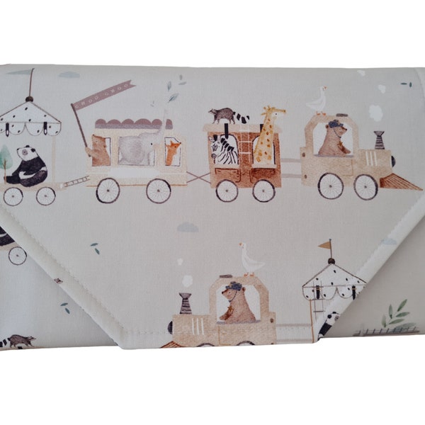 Animal Train Nappy change mat clutch DELUXE  - Nappy Bag - Nappy Clutch   - Nappy wallet - Change Mat