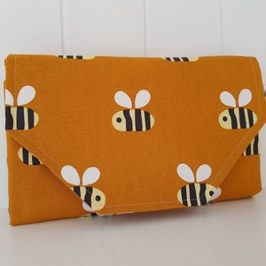 Bumble Bee Nappy change mat clutch w/ Wipes pocket - Nappy Bag - Nappy Clutch  - Diaper clutch - Change Mat - Nappy Wallet *MADE TO ORDER*