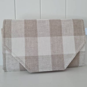 Linen Gingham Nappy change mat clutch DELUXE  - Nappy Bag - Nappy Clutch   - Nappy wallet - Change Mat *MaDE TO ORDER *