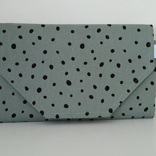 Dots on Green Nappy change mat clutch w/ Wipes pocket - Nappy Bag - Nappy Clutch  - Diaper wallet  - Nappy Wallet *MADE TO ORDER*