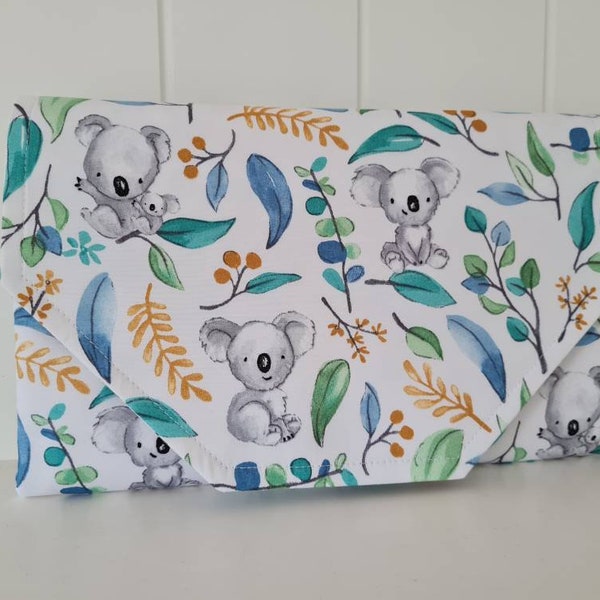 Koala Kapers Nappy change mat clutch w/ Wipes pocket - Nappy Bag - Nappy Clutch  - Diaper clutch - Change Mat - Nappy Wallet *MADE TO ORDER*
