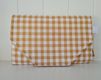 Mustard Gingham Nappy change mat clutch - Nappy - Nappy Clutch  - Diaper clutch - Nappy wallet - Change *MADE TO ORDER*