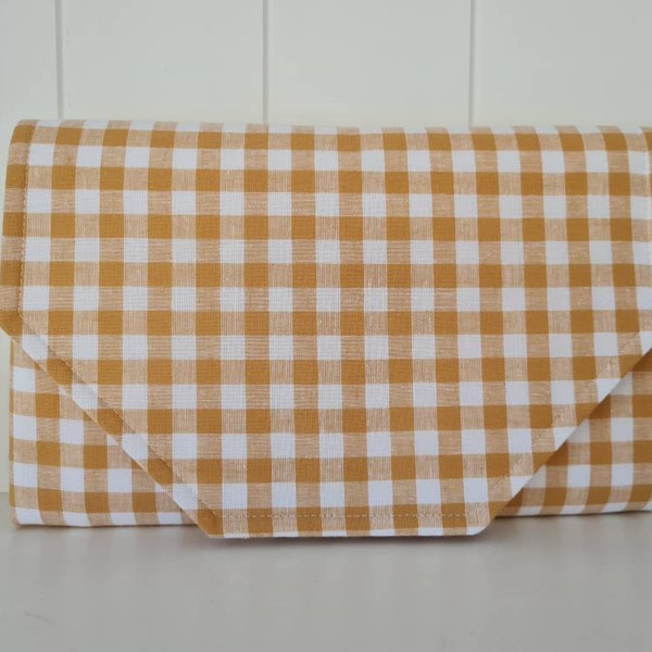 Mustard Gingham Nappy change mat clutch - Nappy - Nappy Clutch  - Diaper clutch - Nappy wallet - Change *MADE TO ORDER*