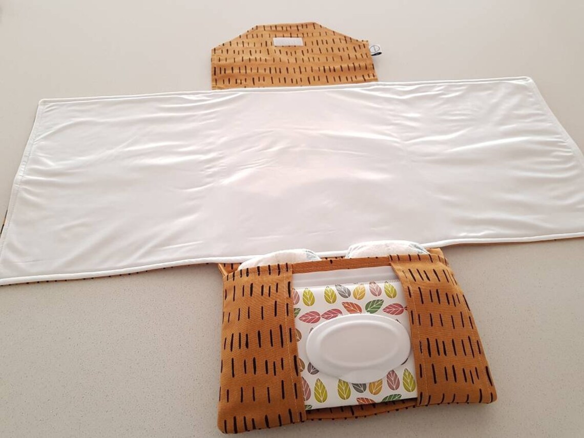 Mustard Dash Nappy Change Mat Clutch With Wipes Pocket Nappy Etsy