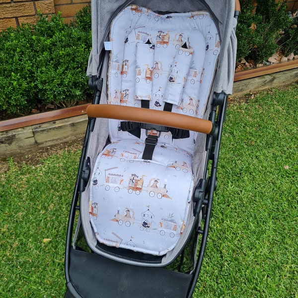 Animal Train / Grey Minky Dot Universal Pram Liner