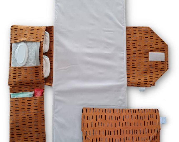 Mustard Dash Nappy Change Mat Clutch With Wipes Pocket Nappy Bag Nappy
