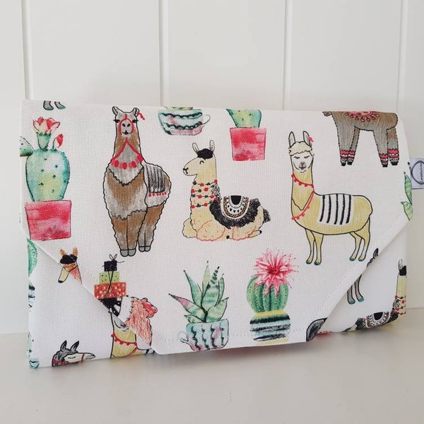 Happy Llamas Nappy change mat clutch with Wipes pocket - Nappy Bag - Nappy Clutch  - clutcH - Nappy wallet - Change Mat *MADE TO ORDER*