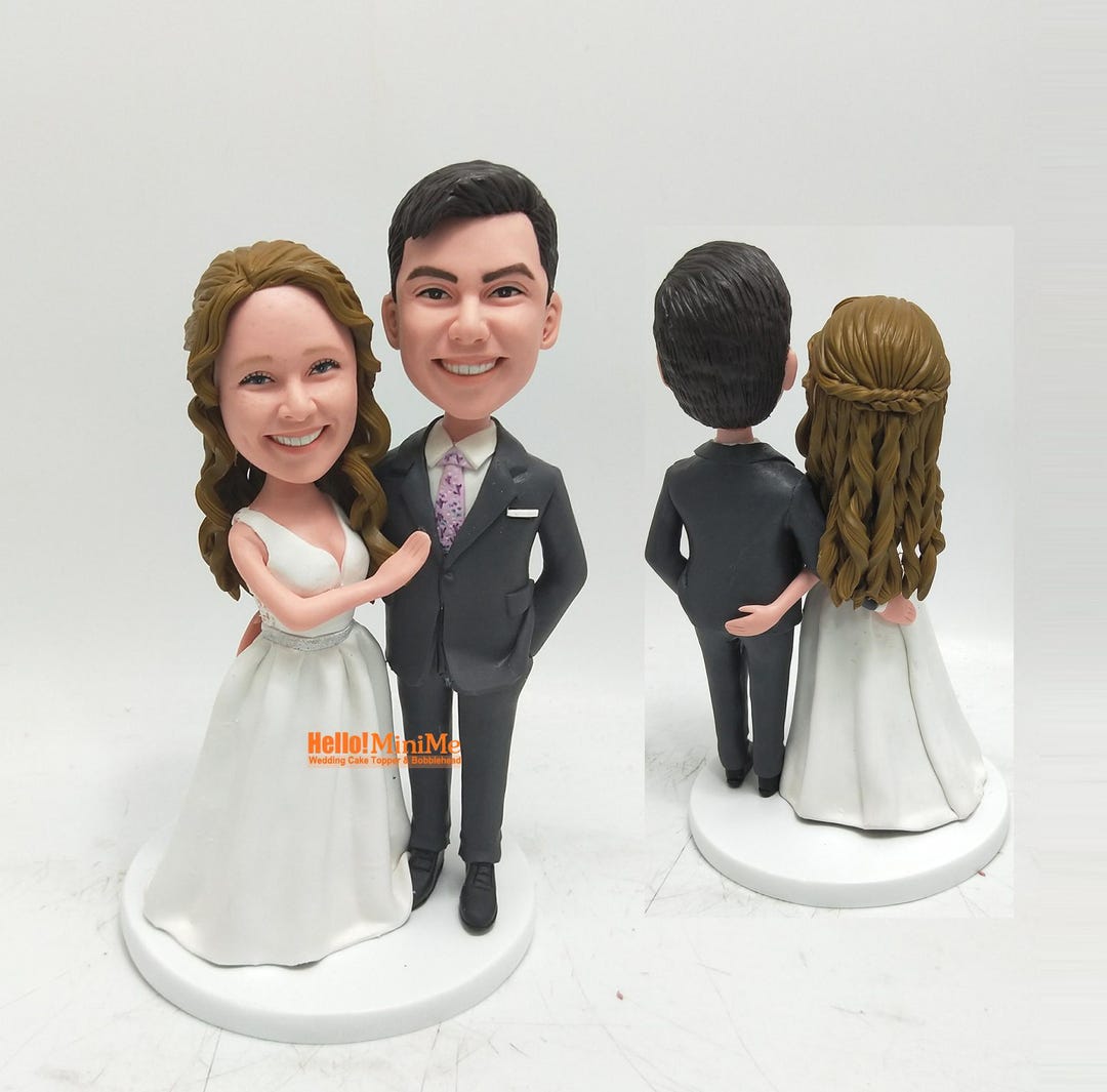 Custom Wedding Cake Topper Bobbleheads: Personalized Bride and Groom - Etsy