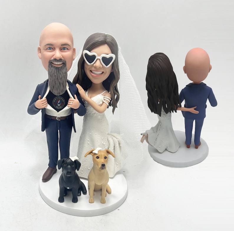 Custom Wedding Cake Topper: Personalized Bride & Groom Bobblehead ...