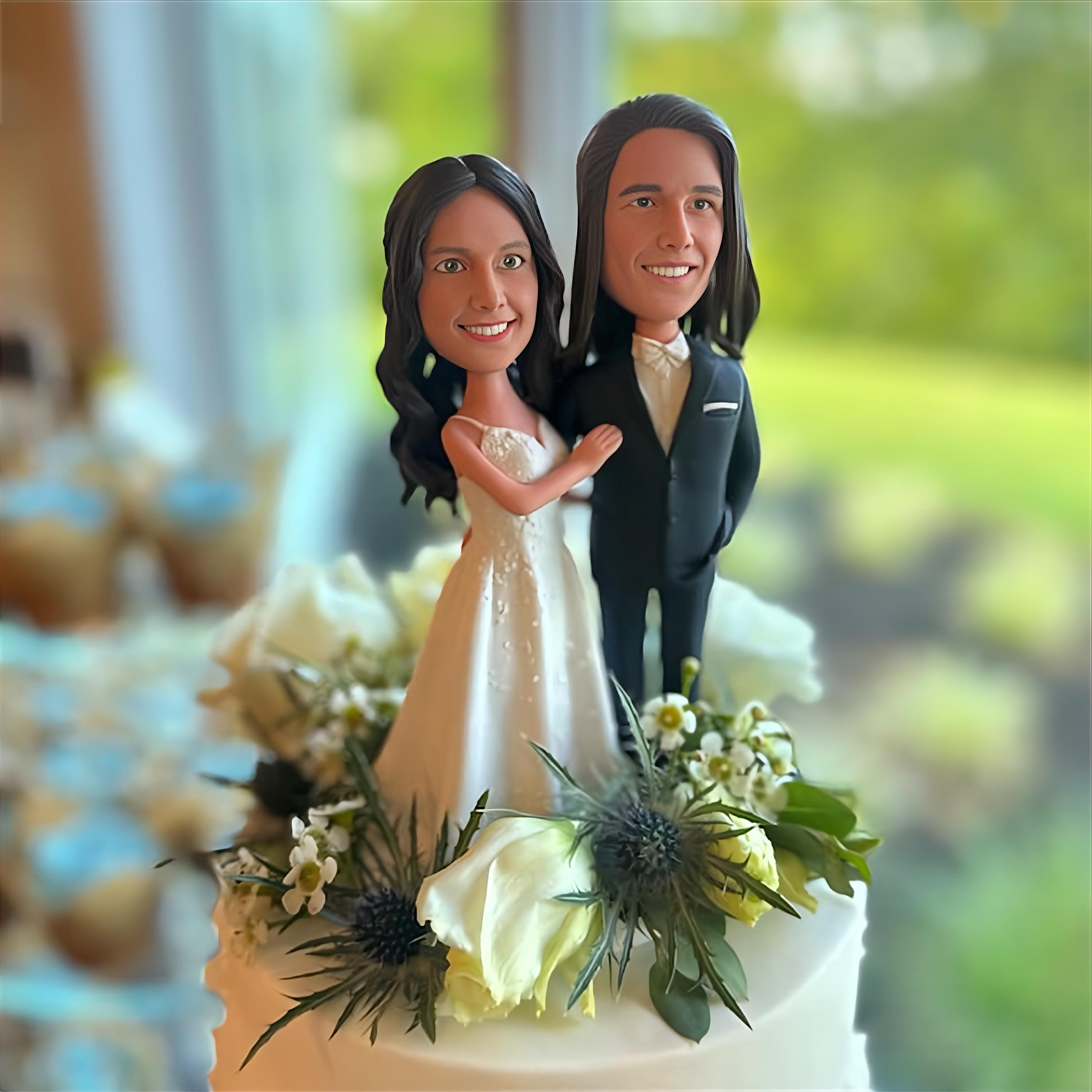 Personalized Wedding Cake Topper: Custom Bride & Groom Bobblehead - Etsy