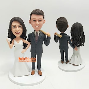 Custom baseball wedding cake topper, custom bobble head wedding Topper, Custom wedding couple figurine, Custom wedding figurines gifts -K79S