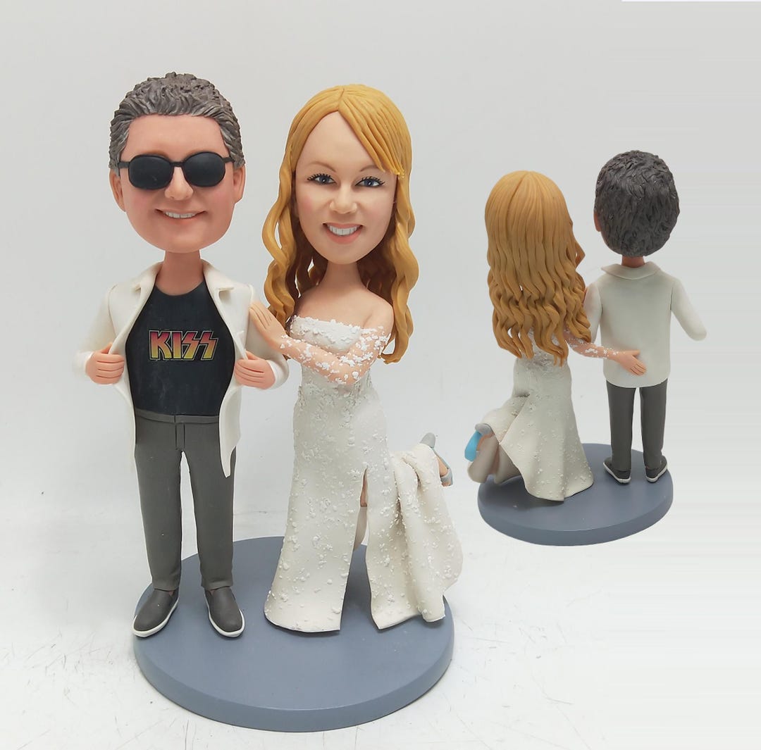 Custom Wedding Cake Topper, Personalized Bride & Groom Bobblehead ...