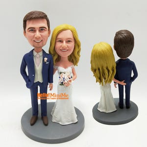 Personalized Wedding Cake Topper: Custom Couple Bobblehead Figurine