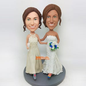 Lesbian Wedding Bobblehead Cake Topper: Unique Same Sex Gift