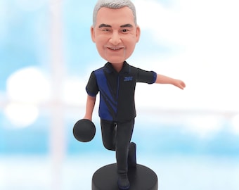 Custom Bowling Bobblehead from Photo, Personalized Bowler Gift for Dad or Husband - K610