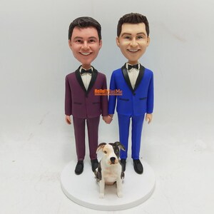 Custom Gay Wedding Cake Topper: Same Sex Couple Bobblehead
