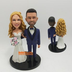 Custom Wedding Cake Topper Bobblehead: Bride and Groom Figurine
